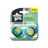 Sucette orthodontique diurne oiseau/chien, 0-6 mois, 2 pièces, Tommee Tippee