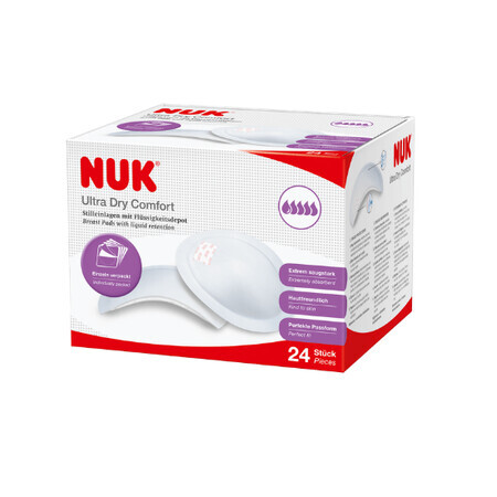 Coussinets mammaires ultra-secs et confortables, 24 pièces, Nuk