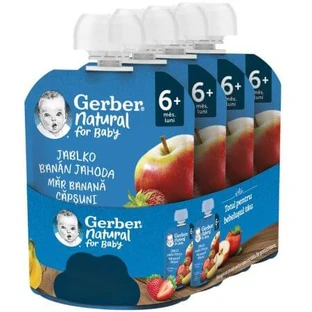 Apfel-, Bananen- und Erdbeerpüree-Packung, 6 Monate+, 4 x 90 g, Gerber
