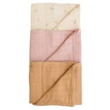 Multifunctional muslin in 100% organic cotton, 60x60 cm, Pure Bloom, 3 pieces, Onino