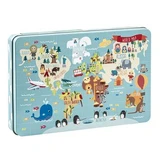 Puzzle XL Weltkarte, 24 x 48 cm, 3 Jahre+, 24 Teile in Metallbox, Apli Kids