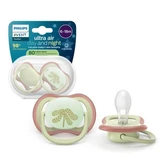 Chupetes fosforescentes Ultra Air, verde, 6-18 meses, SCF087/18, 2 unidades, Philips Avent