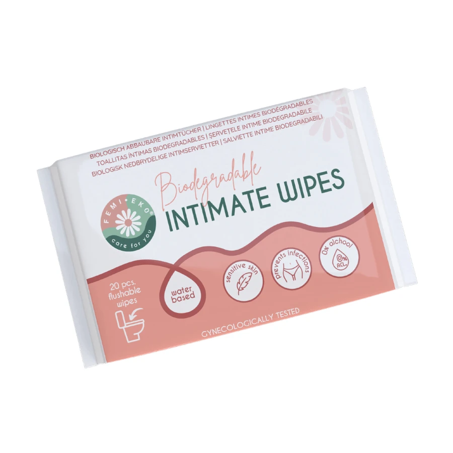 Serviettes intimes biodégradables, 20 pièces, FemiEko