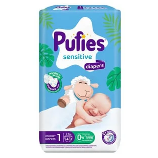 Wickelwindeln New Born, Nr. 1, 2-5 kg, 43 Stück, Pufies