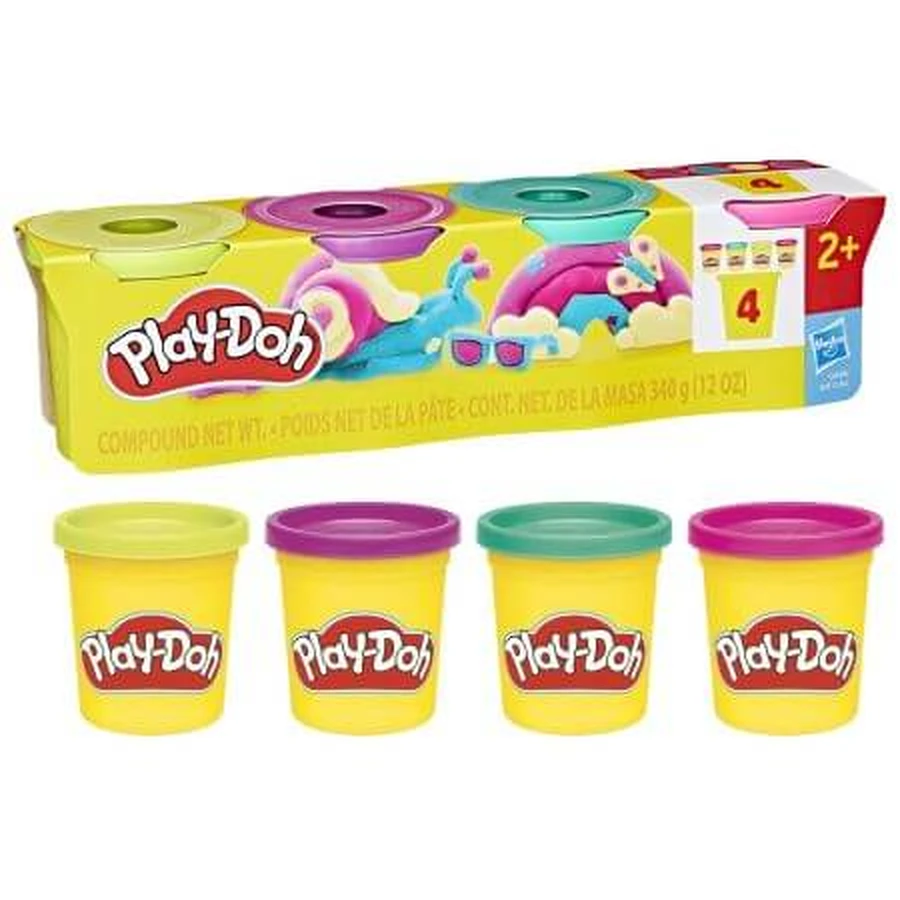 Set van 4 plasticine doosjes, 2 jaar+, Play Doh