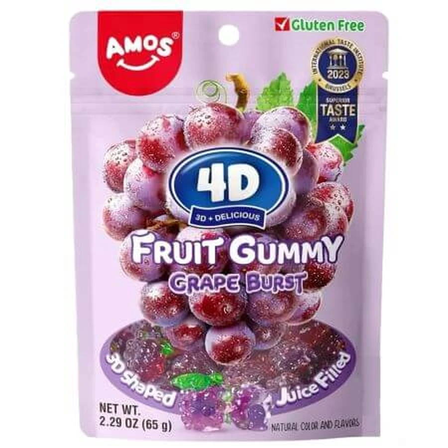 4D Fruit Gummy Grape Jellies 4D Fruit Gummy Grape, 65 g, Amos