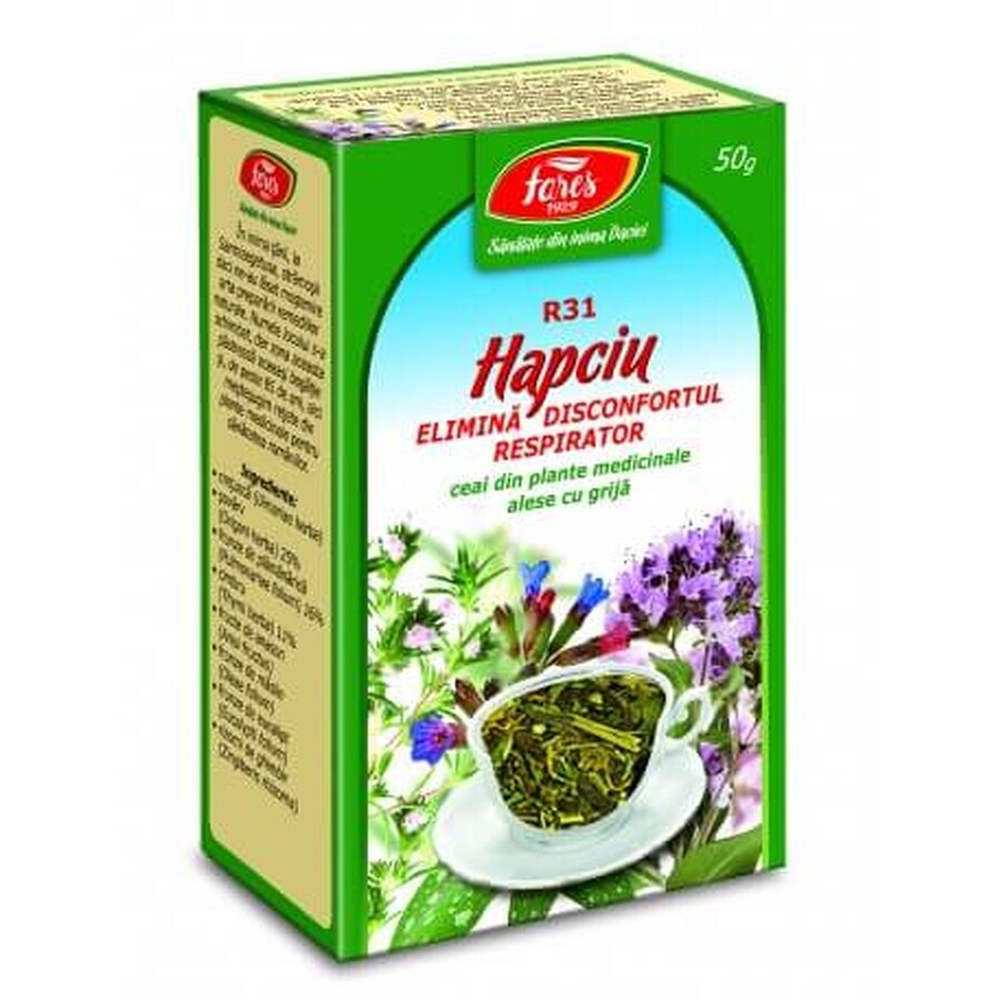 Le thé Hapciu élimine la gêne respiratoire R31, 50 g, Fares