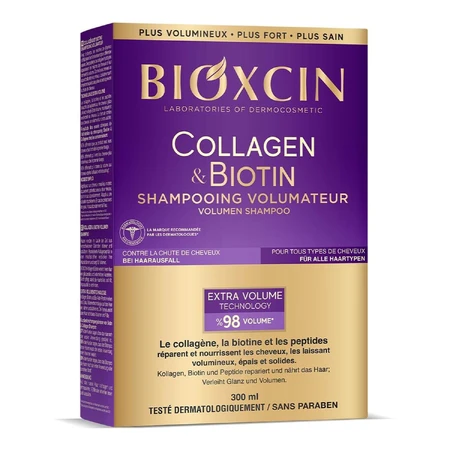 Bioxcin Collagen & Biotin, szampon dodający włosom objętości, 300 ml: ceny i cechy