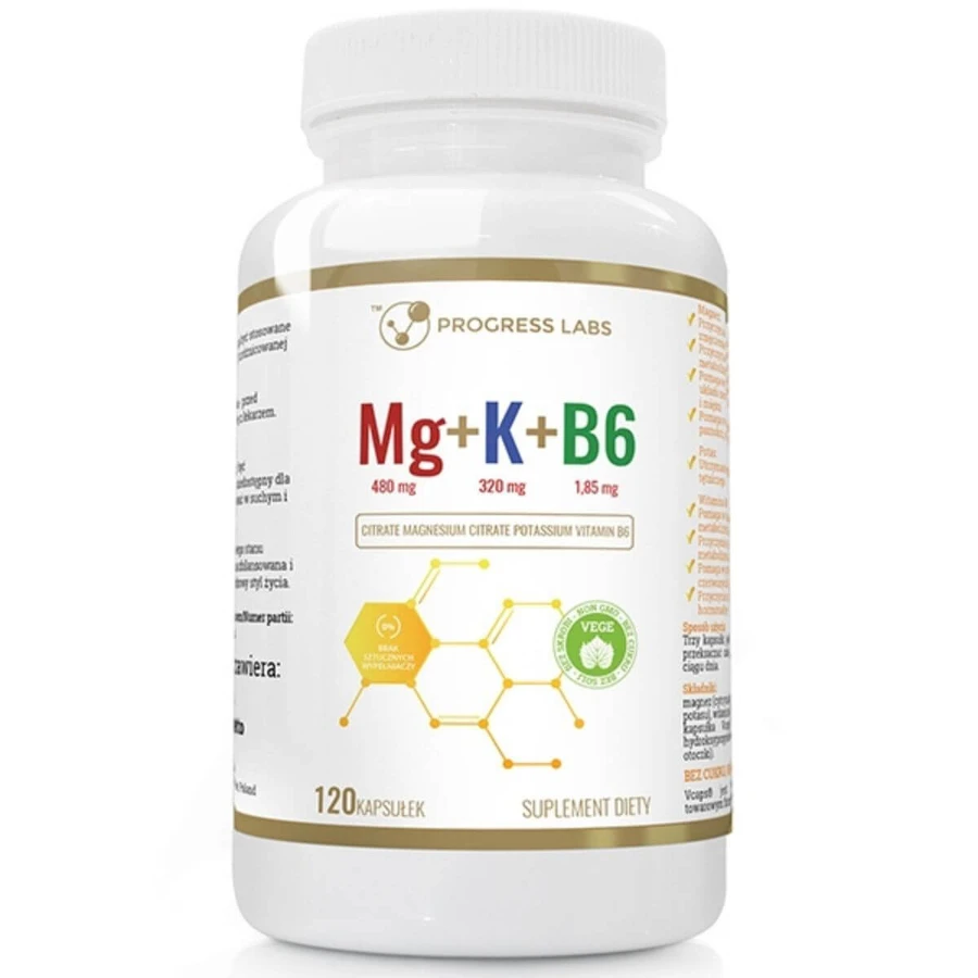 Progress Labs Magnésium + Potassium + B6, 120 gélules
