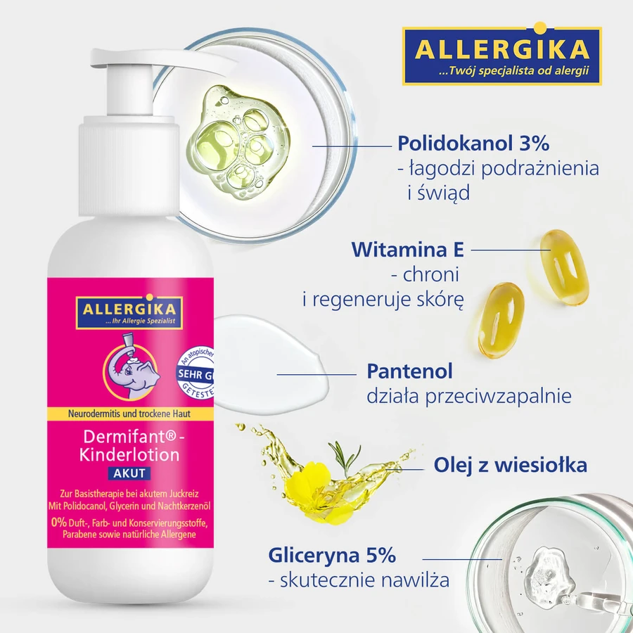 Allergica Dermifant, feuchtigkeitsspendende Lotion für Kinder, schnelle Hilfe, 200 ml