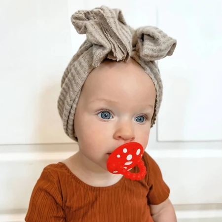 ​​​​​​​RaZbaby, gryzak logopedyczny, grzybek, czerwony i zielony, od 3 miesiąca, 2 sztuki : ceny i cechy