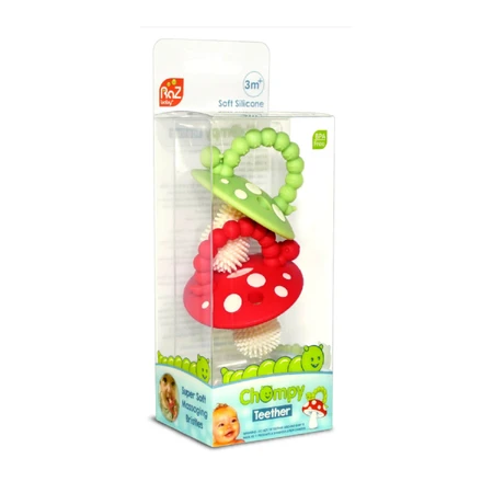 ​​​​​​​RaZbaby, gryzak logopedyczny, grzybek, czerwony i zielony, od 3 miesiąca, 2 sztuki : ceny i cechy