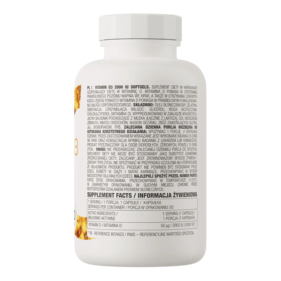 OstroVit Vitamina D3 2000 UI, 60 cápsulas