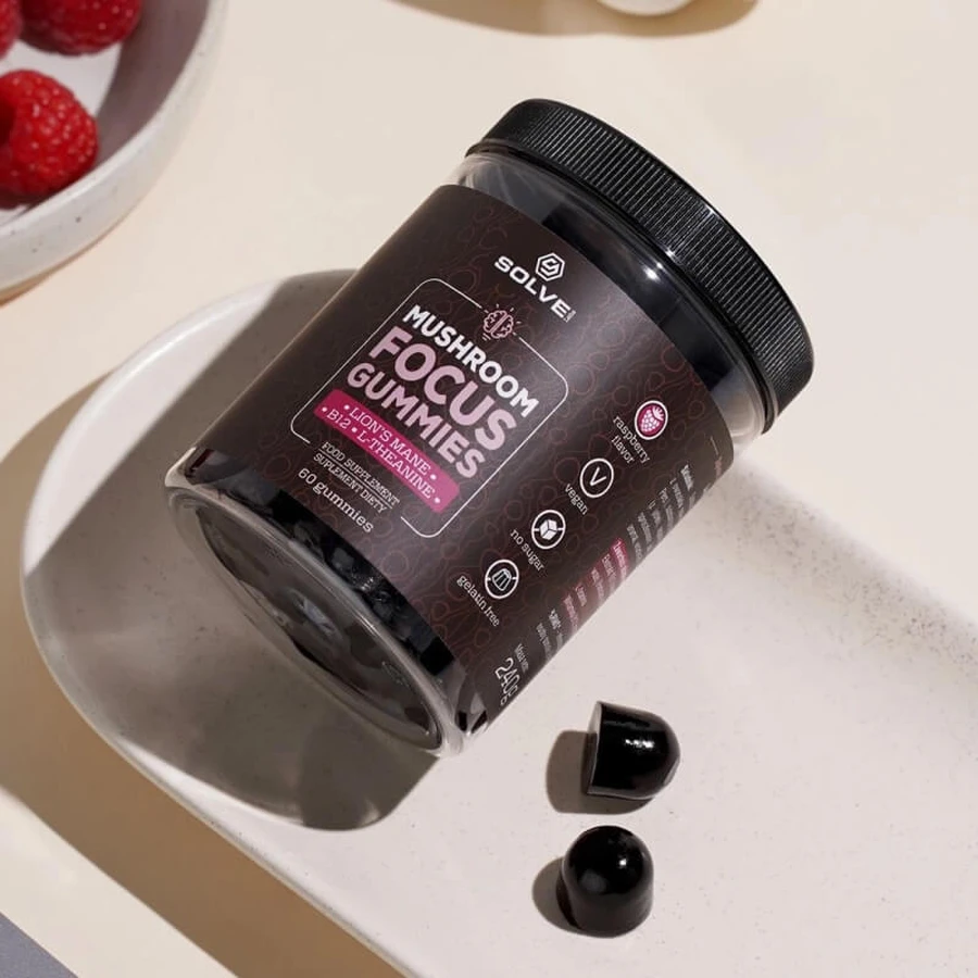Solve Labs Mushroom Focus Gummies, jelly beans, 60 stuks