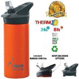 Edelstahlthermoskanne mit Automatikdeckel Jannu Orange, 500ml, Laken