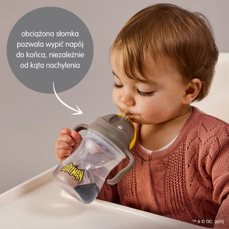 B.Box, bottle with straw, Batman, from 6 months, 240 ml