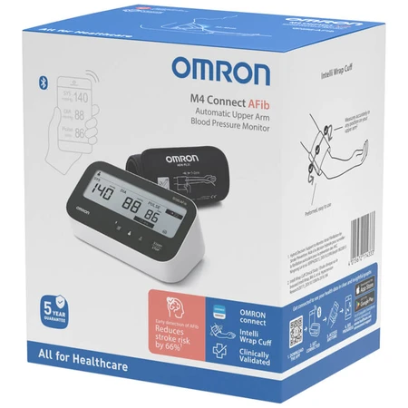 Omron M4 Connect Afib, automatische bovenarm bloeddrukmeter met bluetooth