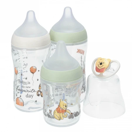 Set iniziale NUK Perfect Match, 3 biberon anticolica + succhietto, Winnie the Pooh, 0-6 mesi