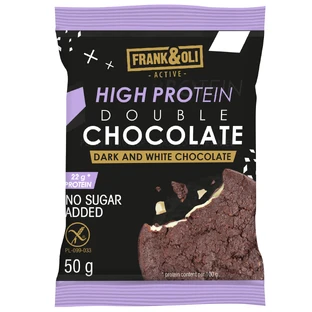 Frank&Oli High Protein, zacht eiwitkoekje, pure en witte chocolade, 50 g