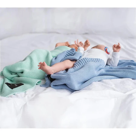 Lullalove, gebreide deken, bamboe, baby blauw, 80 x 100 cm
