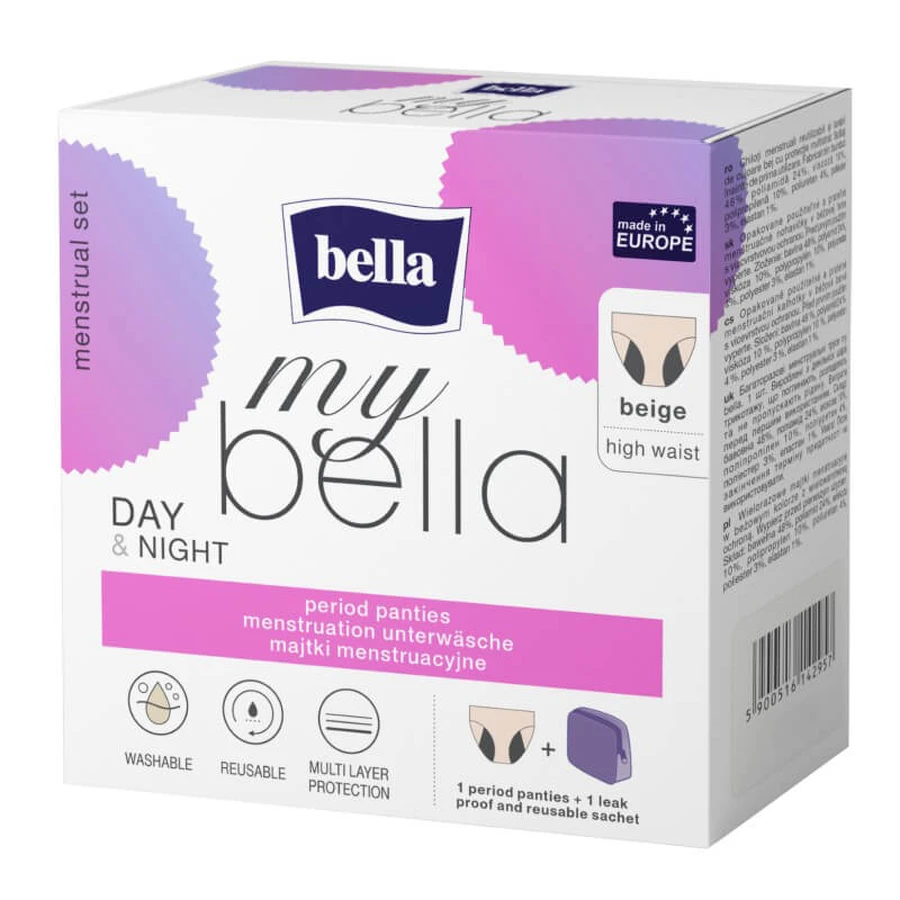 My Bella, braguitas menstruales Día y Noche, beige, talla M