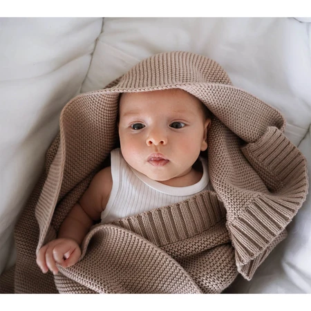 Lullalove, knitted blanket, bamboo, caramel beige, 80 x 100 cm