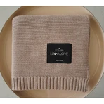 Lullalove, knitted blanket, bamboo, caramel beige, 80 x 100 cm