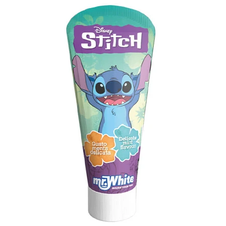 Mr White Stitch, set periuță de dinți pentru copii, periuță de dinți + pastă de dinți + ceașcă + bază LED