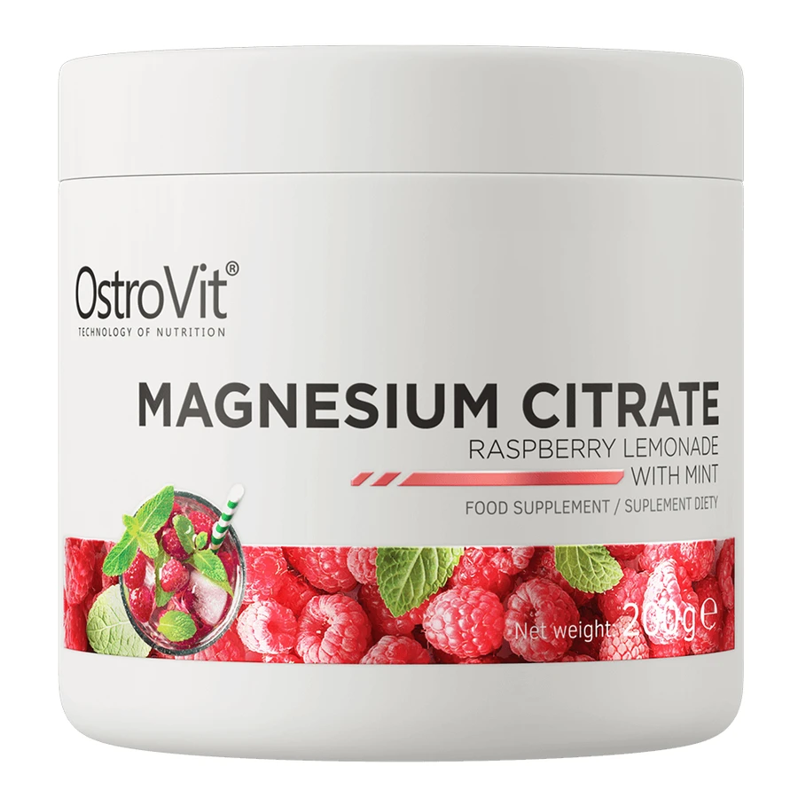 OstroVit Citrate de magnésium, citrate de magnésium, goût limonade framboise avec menthe, 200 g