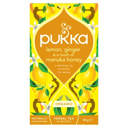 Pukka Lemon Ginger & Manuka Honey Organic, fruit and herbal tea, ginger and lemon, flavored, 2 g x 20 sachets