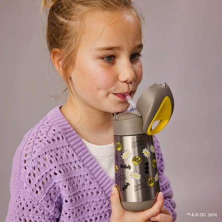 B.Box, Thermoflasche mit Strohhalm, Babyflasche, Batman, ab 12 Monaten, 350 ml