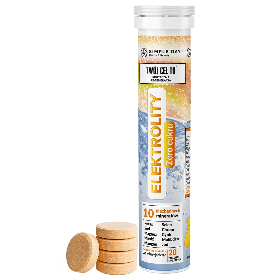 Simple Day Electrolytes, goût orange, 20 comprimés effervescents