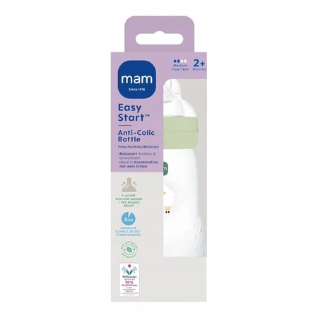 MAM Perfect Start, biberon anti-colique, avec tétine en silicone, Grounding in Nature, unisexe, à partir de 2 mois, 260 ml