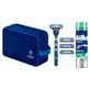 Gillette Mach 3 set, razor, 1 piece + blades, 4 pieces + shaving gel, 200 ml + cosmetic bag