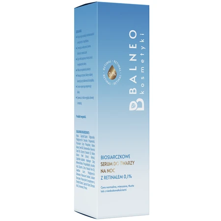 Balneokosmetics, biosulfide gezichtsserum met retinal 0,1% voor de nacht, 30 ml