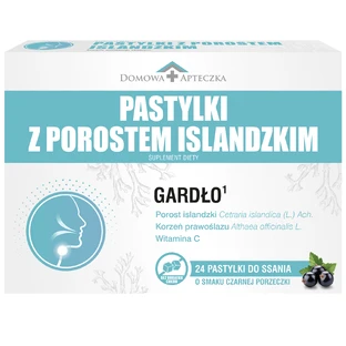Pastillas de liquen islandés, sabor grosella negra, 24 pastillas
