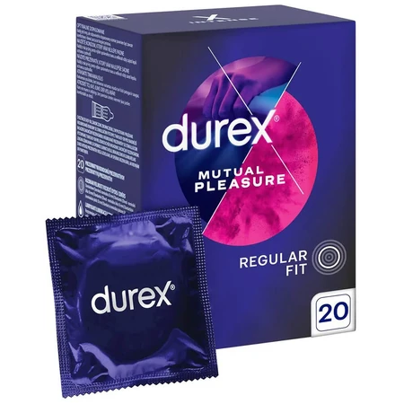 Durex Mutual Pleasure, condoms with intercourse-prolonging lubricant, ribbed with tabs, 20 pieces