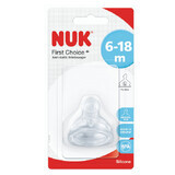 First Choice Plus M2 Tétine en silicone à trous larges, 6-18 mois, Nuk