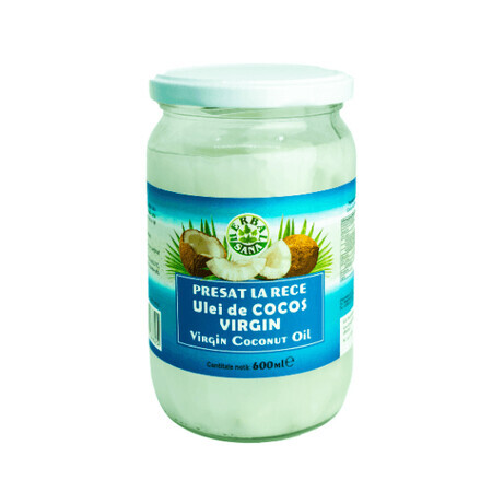 Olio di cocco spremuto a freddo, 600 ml, Herbal Sana