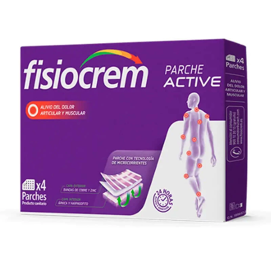 Fisiocrem actieve patch 4 pleisters 7X9,5 cm