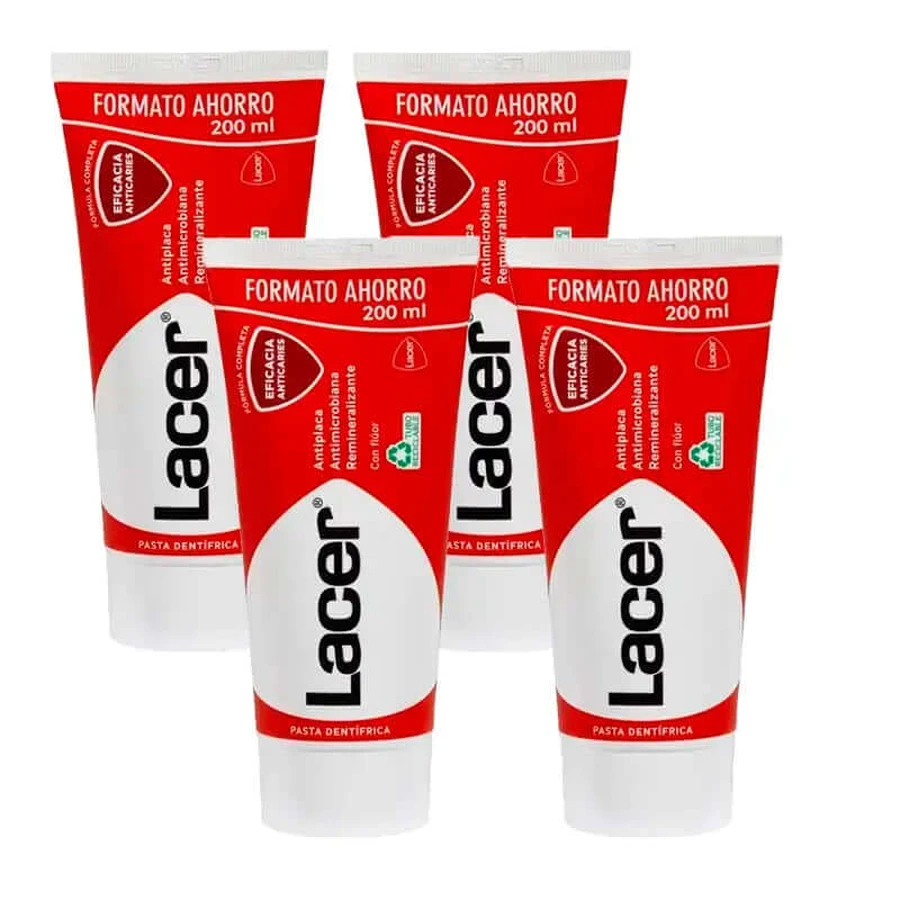 Lacer Tandpasta, verpakking 4 x 200 ml