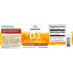 Vitamine D3 5000IU, 250 capsules, Swanson