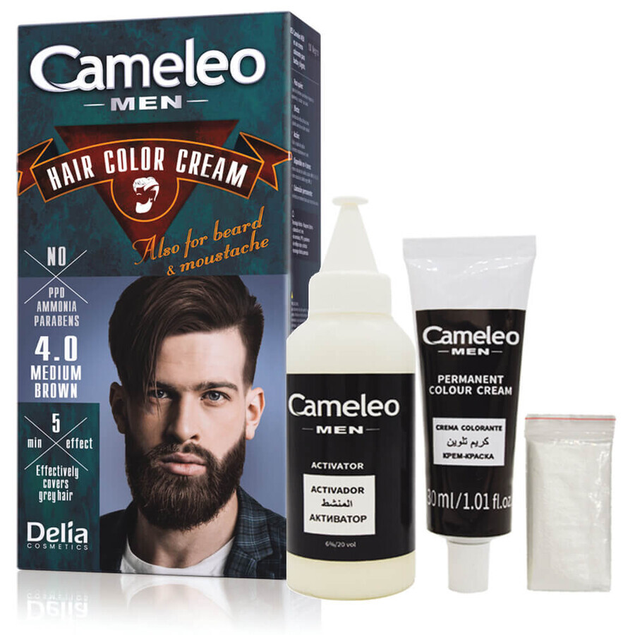 Haar-, baard-, snor- en bakkebaardverf voor mannen, 30 ml, Cameleo