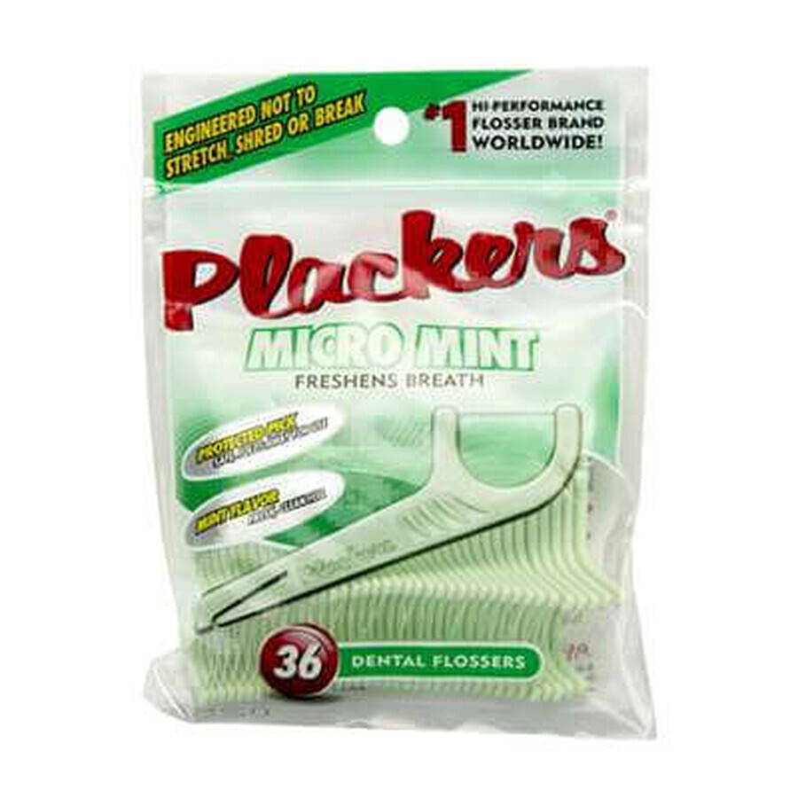 Ata dentara Plackers cu suport si scobitoare Micro Mint, 36 bucati, Ranir LLC