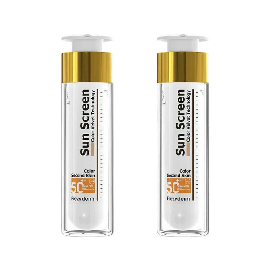 Frezyderm Zonnebrandcrème Kleur Fluweel Waterdicht Voor Gezicht SPF50+ met Pigment 2x50ml