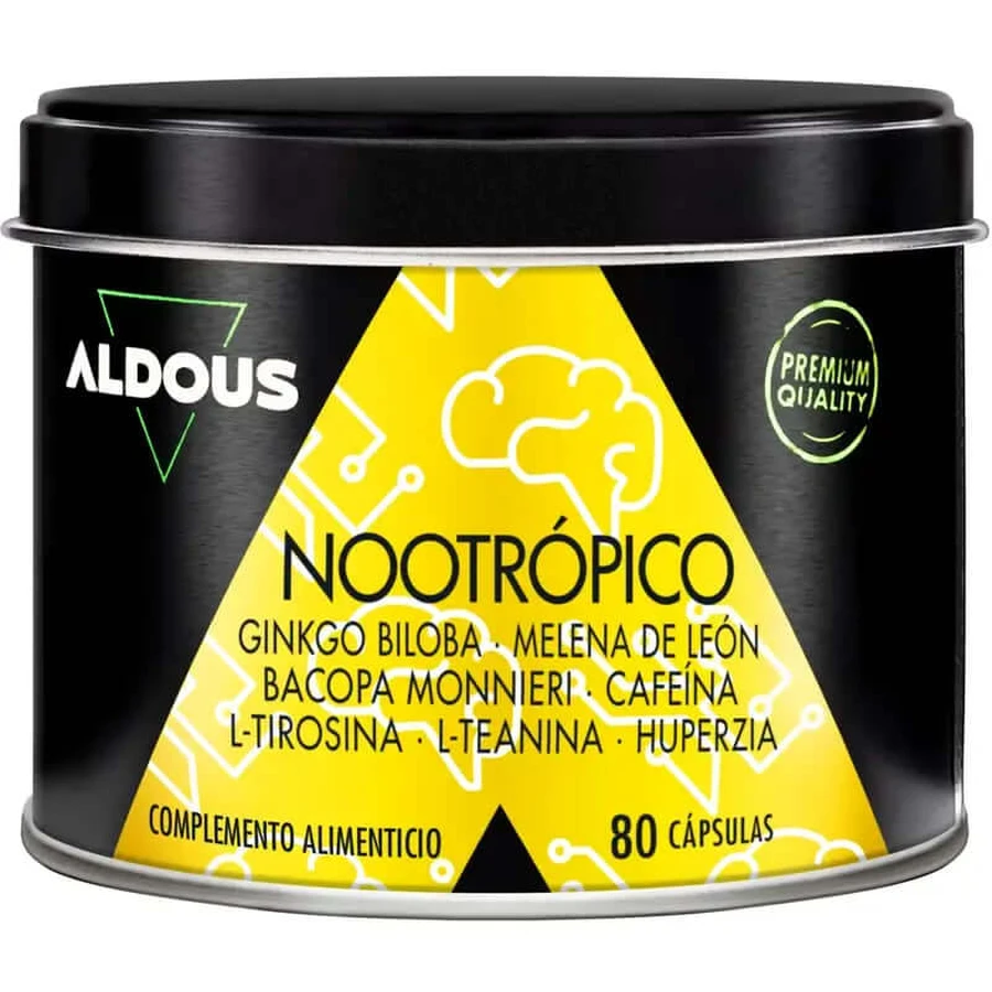 Aldous Labs Nootropic avec Ginkgo Biloba, Crinière de Lion, Caféine, Bacopa, Tyrosine, Tyrosine, Théanine, Théanine et Huperzine A