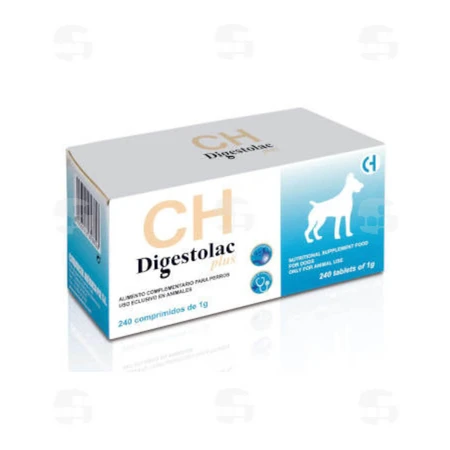 CHEMICAL IBERICA Digestolac Plus, XS-XL, Verdauungsergänzungsmittel für Hunde, Schachtel, 240 Tabletten
