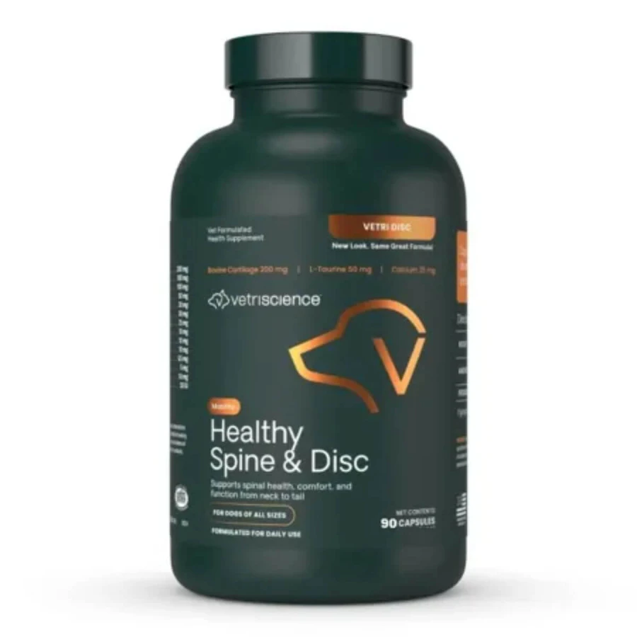 VETRISCIENCE Healthy Spine & Disc, XS-XL, botsysteemsupplement voor honden, fles, 90 capsules