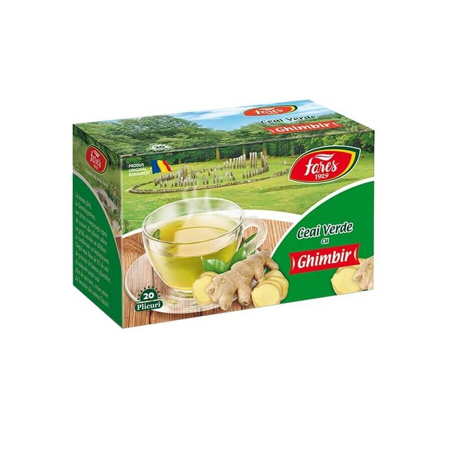 Thé vert au gingembre, 20 sachets, Fares