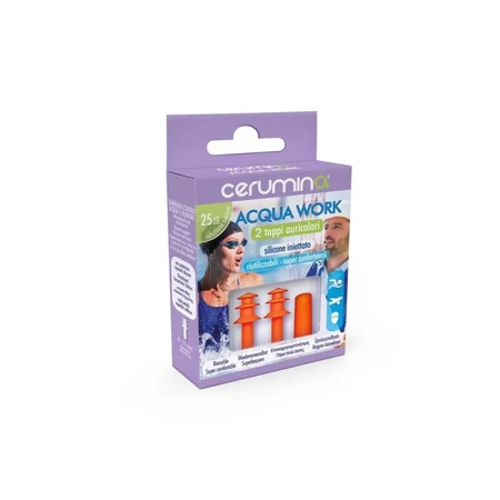 Cerumin AQUA WORK - injected silicone ear plugs , 2 pieces, Pietrasanta Pharma